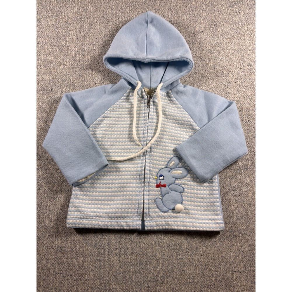 Tiny Toys‎ Original VTG Baby Blue Bunnies Sweater Jacket
